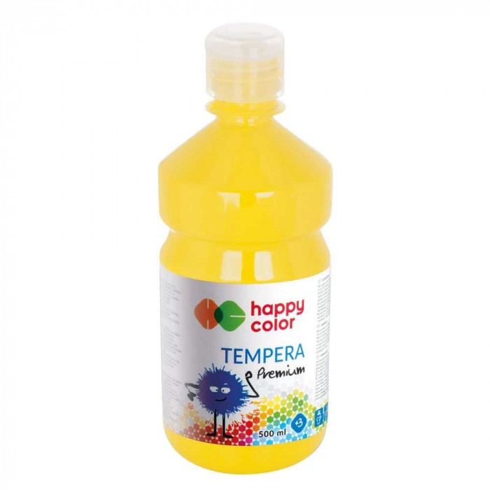 Farba Happy Color Tempera Premium 500ml, żółta.